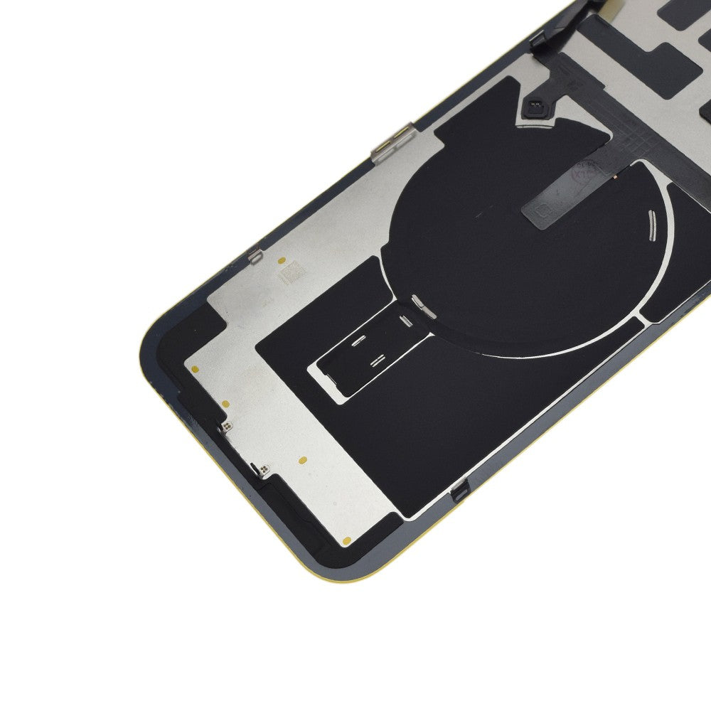 BQ7 Rear Cover Glass with Camera Lens Glass and Wireless NFC Charging with Flash Flex Cable for iPhone 14 Plus-Yellow