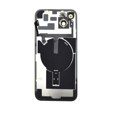 BQ7 Rear Cover Glass with Camera Lens Glass and Wireless NFC Charging with Flash Flex Cable for iPhone 14 Plus-Yellow