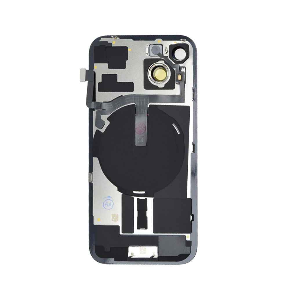 BQ7 Rear Cover Glass with Camera Lens Glass and Wireless NFC Charging with Flash Flex Cable for iPhone 15 -Black