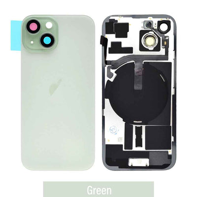 BQ7 Rear Cover Glass with Camera Lens Glass and Wireless NFC Charging with Flash Flex Cable for iPhone 15-Green