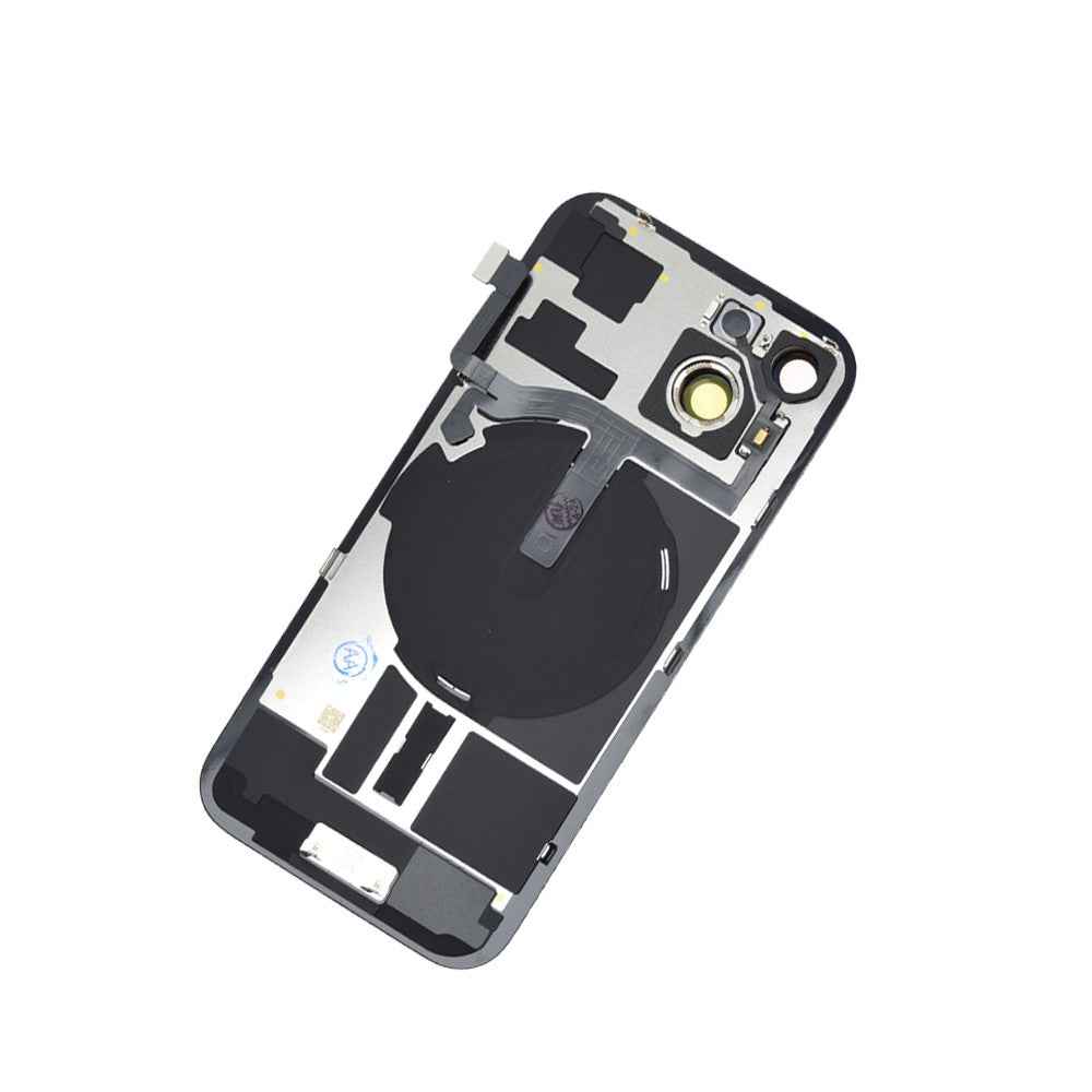 BQ7 Rear Cover Glass with Camera Lens Glass and Wireless NFC Charging with Flash Flex Cable for iPhone 15-Yellow