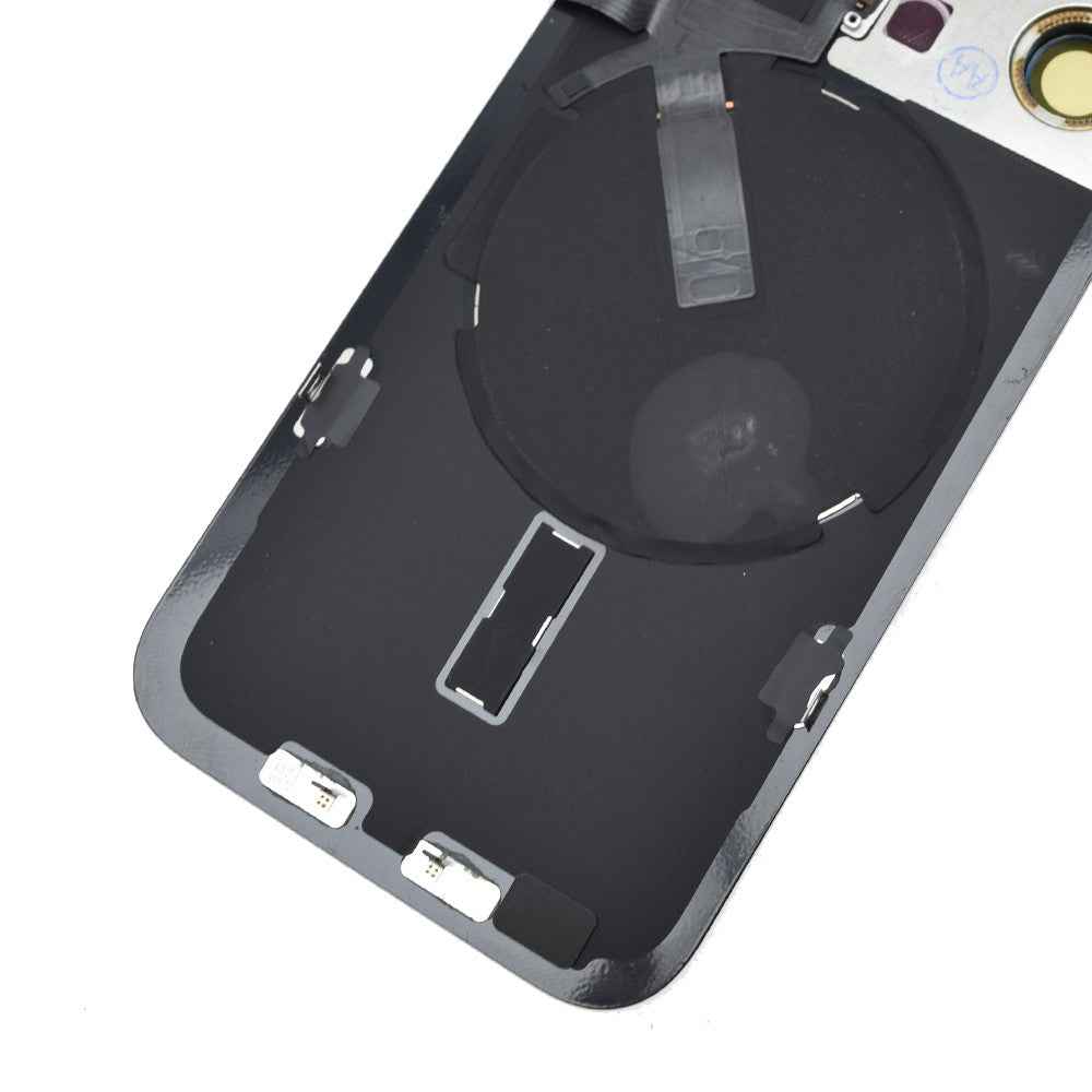 BQ7 Rear Cover Glass with Camera Lens Glass and Wireless NFC Charging with Flash Flex Cable for iPhone 15 Pro-Black Titanium