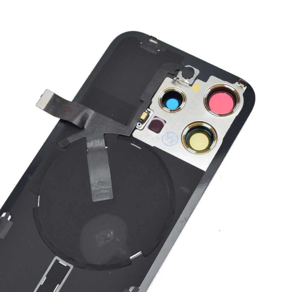 BQ7 Rear Cover Glass with Camera Lens Glass and Wireless NFC Charging with Flash Flex Cable for iPhone 15 Pro-Natural Titanium