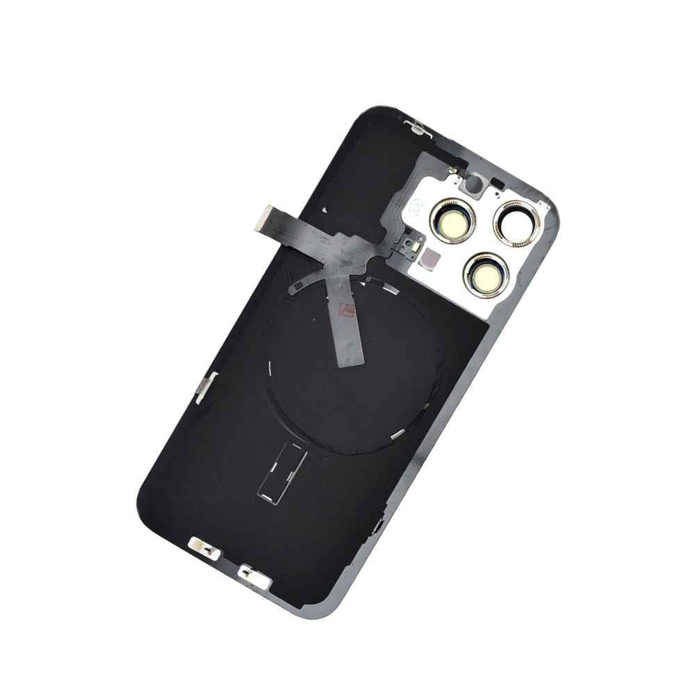 BQ7 Rear Cover Glass with Camera Lens Glass and Wireless NFC Charging with Flash Flex Cable for iPhone 15 Pro Max-Natural Titanium