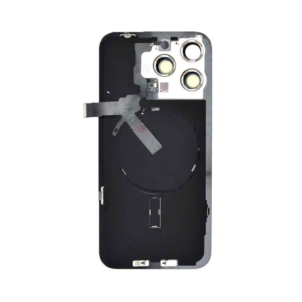 BQ7 Rear Cover Glass with Camera Lens Glass and Wireless NFC Charging with Flash Flex Cable for iPhone 15 Pro Max-Natural Titanium