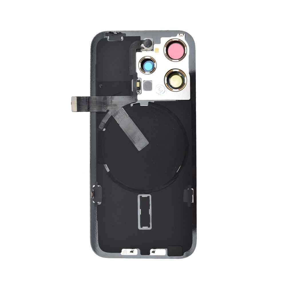 BQ7 Rear Cover Glass with Camera Lens Glass and Wireless NFC Charging with Flash Flex Cable for iPhone 15 Pro-Natural Titanium