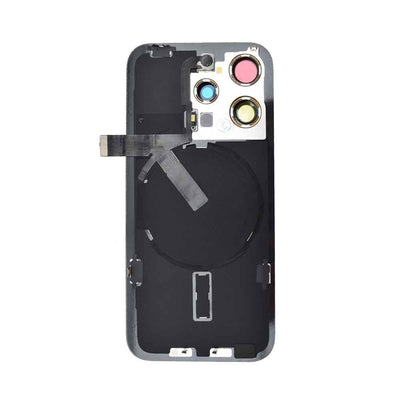 BQ7 Rear Cover Glass with Camera Lens Glass and Wireless NFC Charging with Flash Flex Cable for iPhone 15 Pro-Natural Titanium