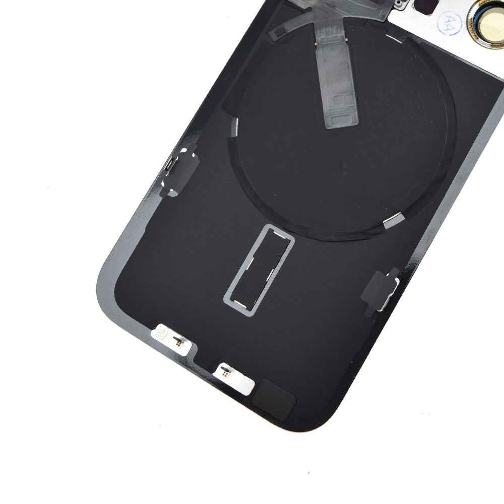 BQ7 Rear Cover Glass with Camera Lens Glass and Wireless NFC Charging with Flash Flex Cable for iPhone 15 Pro-White Titanium