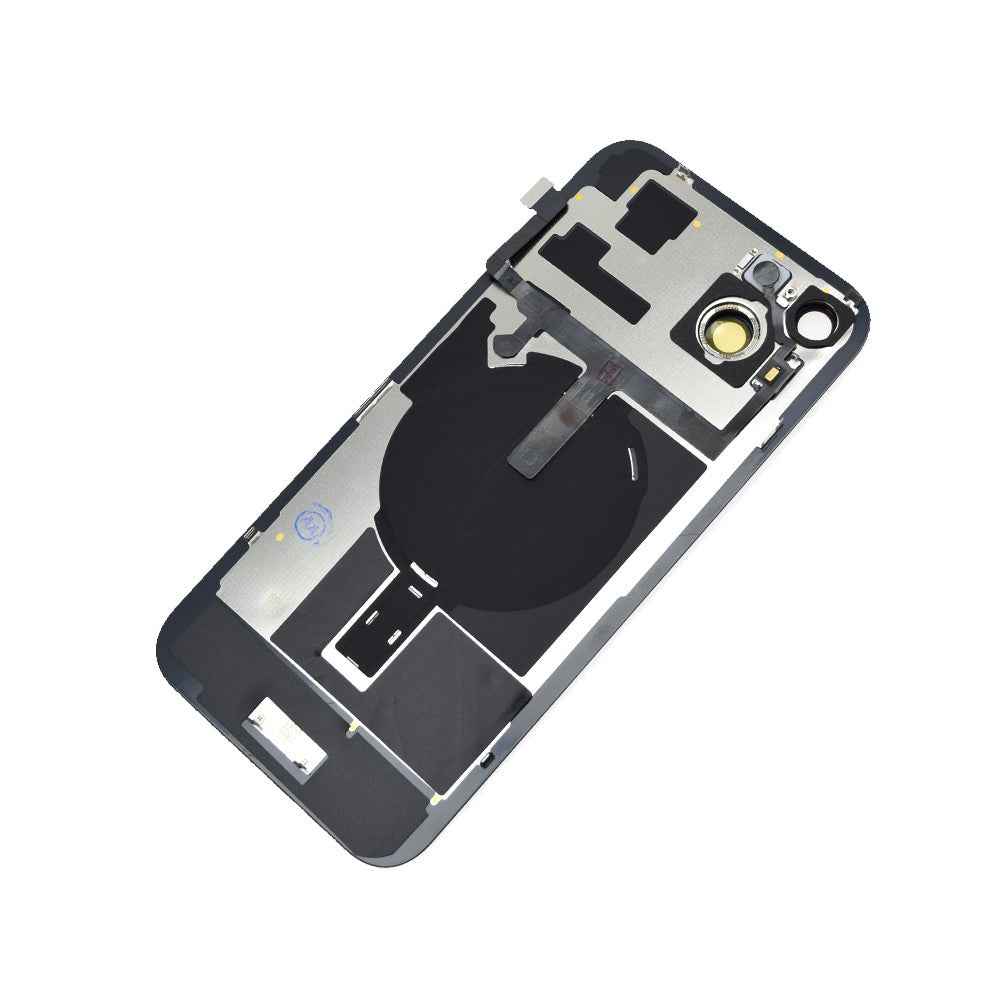 BQ7 Rear Cover Glass with Camera Lens Glass and Wireless NFC Charging with Flash Flex Cable for iPhone 15 Plus-Black