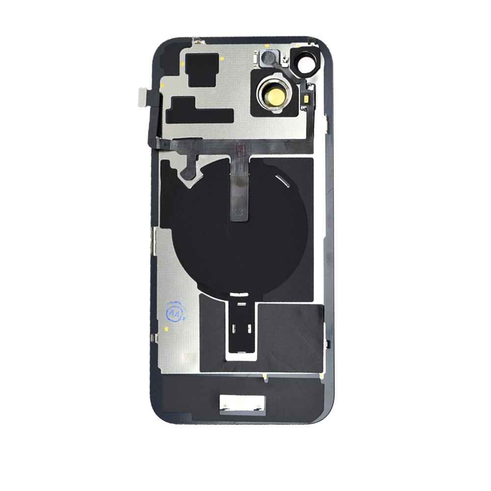 BQ7 Rear Cover Glass with Camera Lens Glass and Wireless NFC Charging with Flash Flex Cable for iPhone 15 Plus-Black
