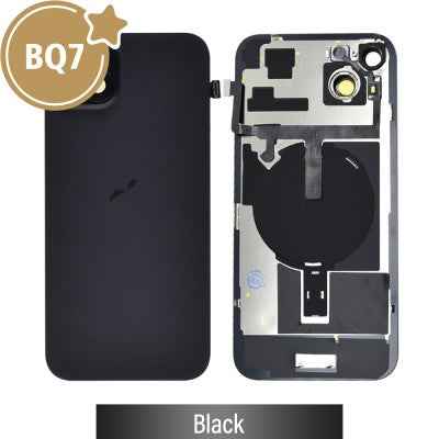 BQ7 Rear Cover Glass with Camera Lens Glass and Wireless NFC Charging with Flash Flex Cable for iPhone 15 Plus-Black