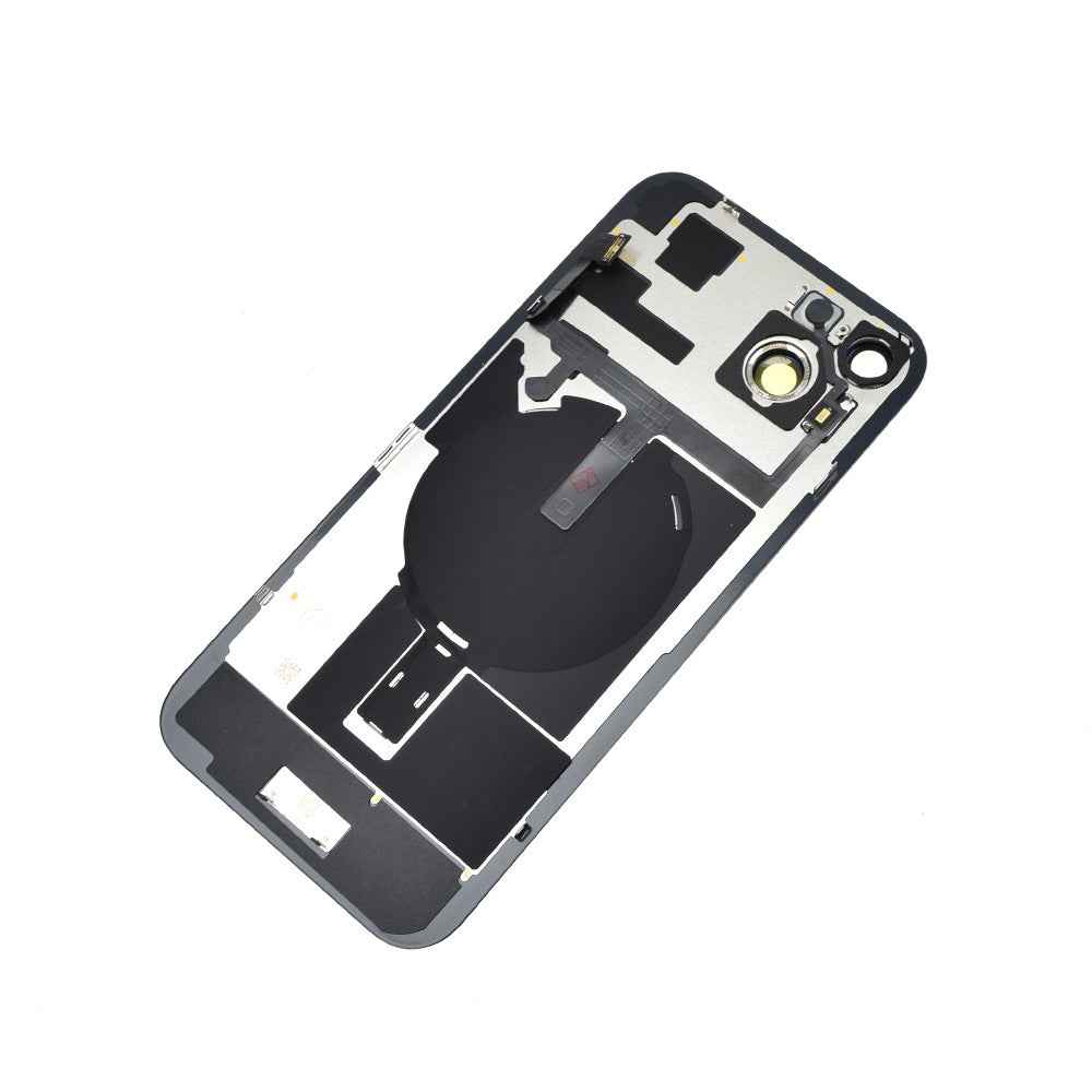 BQ7 Rear Cover Glass with Camera Lens Glass and Wireless NFC Charging with Flash Flex Cable for iPhone 15 Plus-Pink