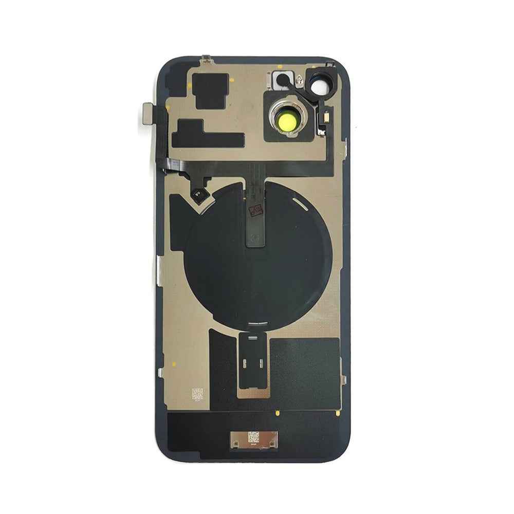 BQ7 Rear Cover Glass with Camera Lens Glass and Wireless NFC Charging with Flash Flex Cable for iPhone 15 Plus-Yellow