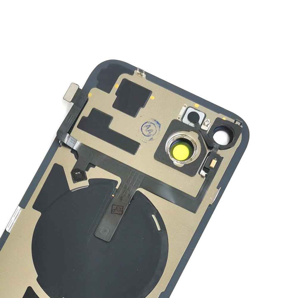 BQ7 Rear Cover Glass with Camera Lens Glass and Wireless NFC Charging with Flash Flex Cable for iPhone 15 Plus-Yellow