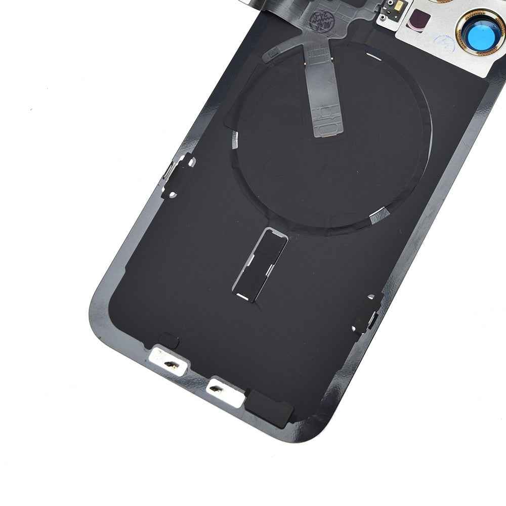 BQ7 Rear Cover Glass with Camera Lens Glass and Wireless NFC Charging with Flash Flex Cable for iPhone 15 Pro Max-Blue Titanium