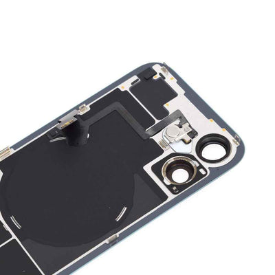 BQ7 Rear Cover Glass with Camera Lens Glass and Wireless NFC Charging with Flash Flex Cable for iPhone 16-Teal