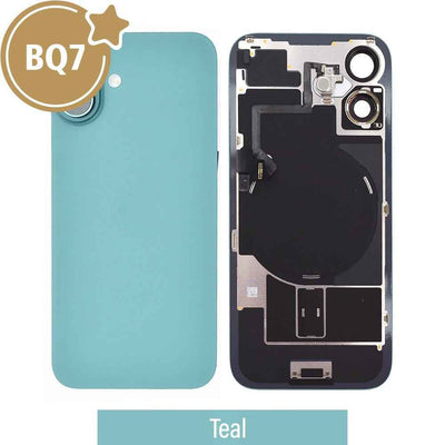 BQ7 Rear Cover Glass with Camera Lens Glass and Wireless NFC Charging with Flash Flex Cable for iPhone 16-Teal