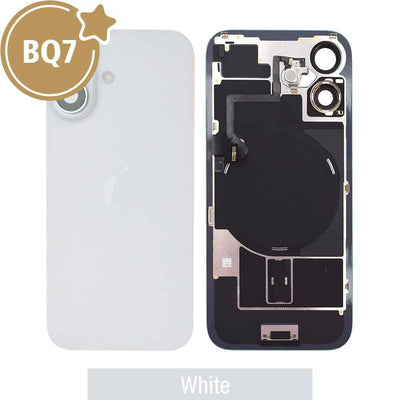 BQ7 Rear Cover Glass with Camera Lens Glass and Wireless NFC Charging with Flash Flex Cable for iPhone 16-White