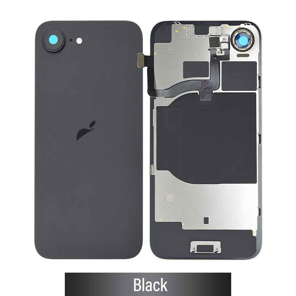 BQ7 Rear Cover Glass with Camera Lens Glass and Wireless NFC Charging with Flash Flex Cable for iPhone 16E-Black