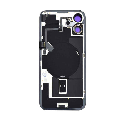 BQ7 Rear Cover Glass with Camera Lens Glass and Wireless NFC Charging with Flash Flex Cable for iPhone 16 Plus-Black