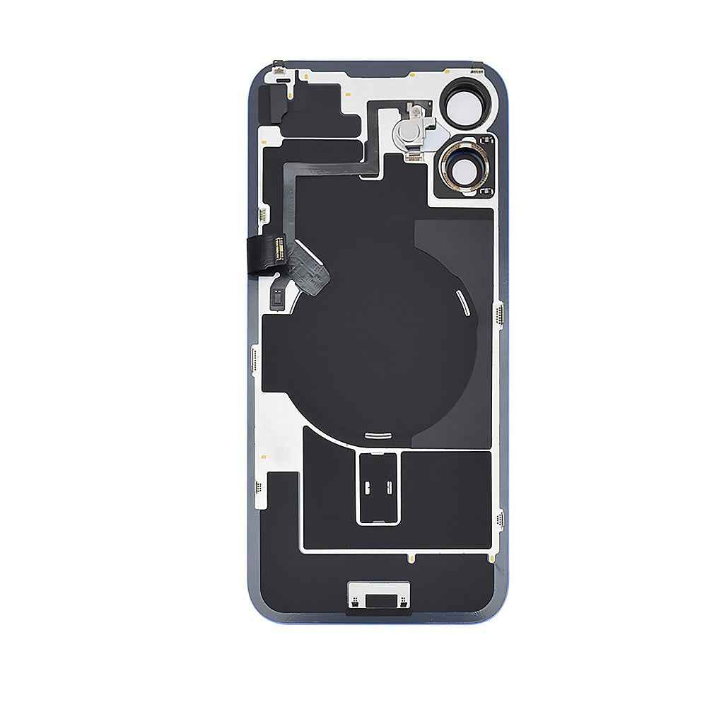 BQ7 Rear Cover Glass with Camera Lens Glass and Wireless NFC Charging with Flash Flex Cable for iPhone 16 Plus-Ultramarine