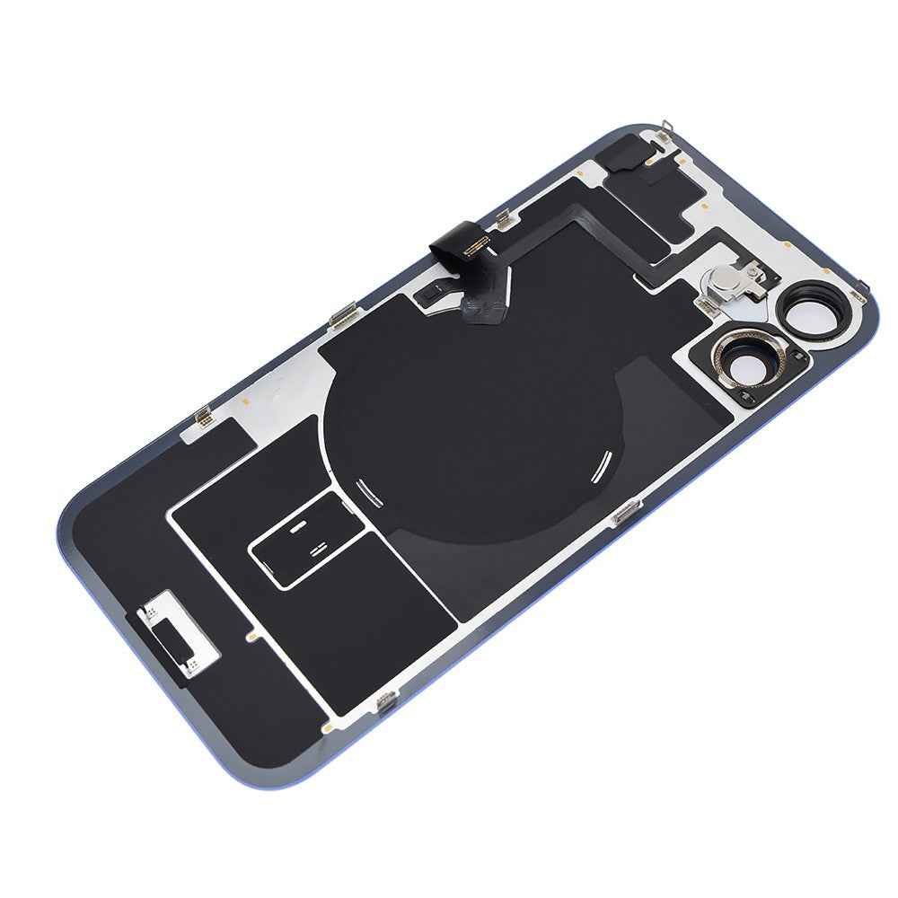 BQ7 Rear Cover Glass with Camera Lens Glass and Wireless NFC Charging with Flash Flex Cable for iPhone 16 Plus-Ultramarine