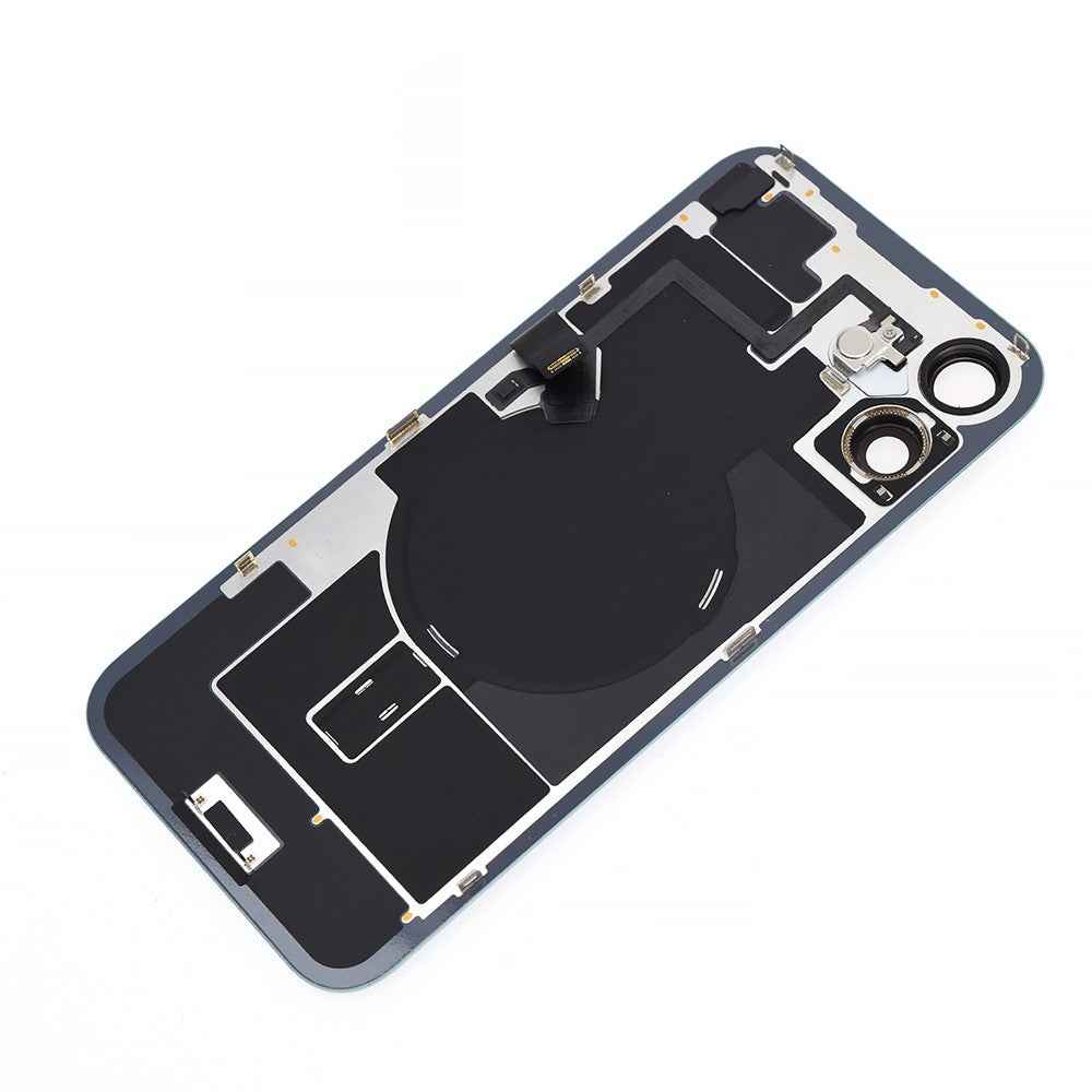 BQ7 Rear Cover Glass with Camera Lens Glass and Wireless NFC Charging with Flash Flex Cable for iPhone 16 Plus-Teal