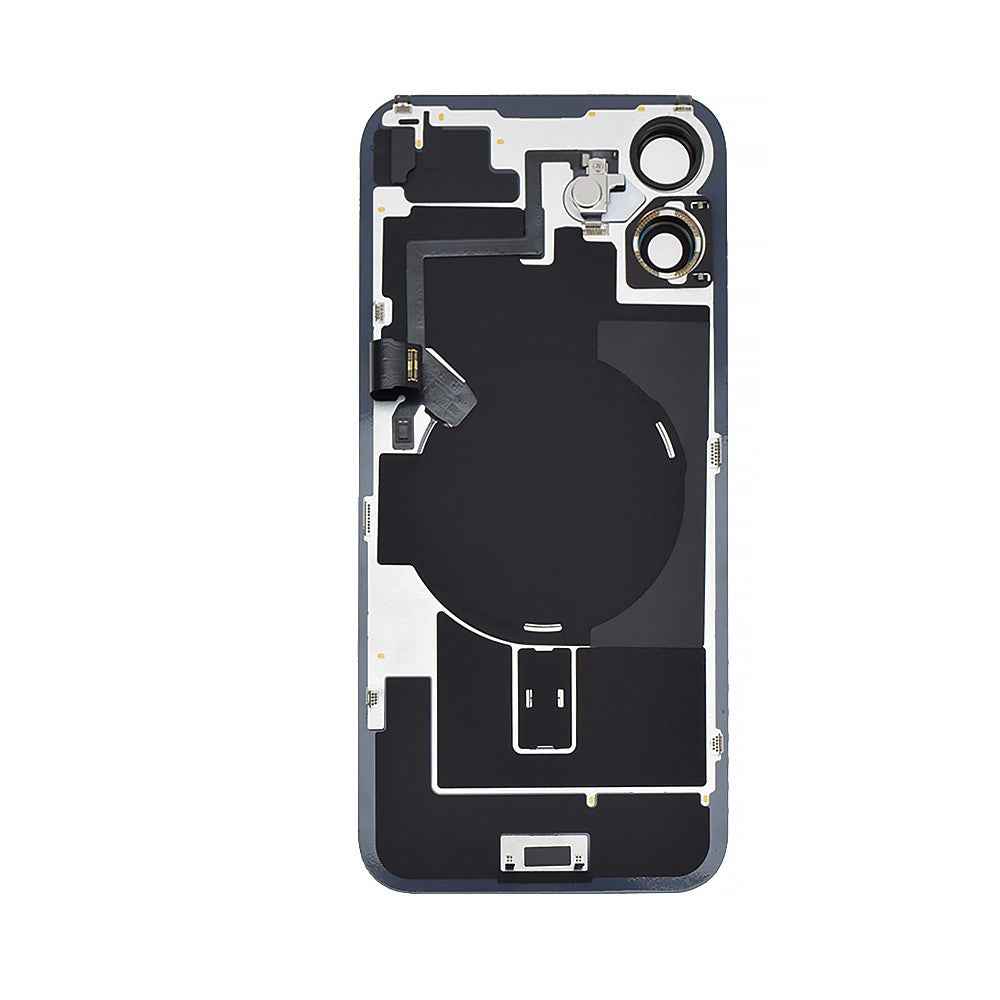 BQ7 Rear Cover Glass with Camera Lens Glass and Wireless NFC Charging with Flash Flex Cable for iPhone 16 Plus-White