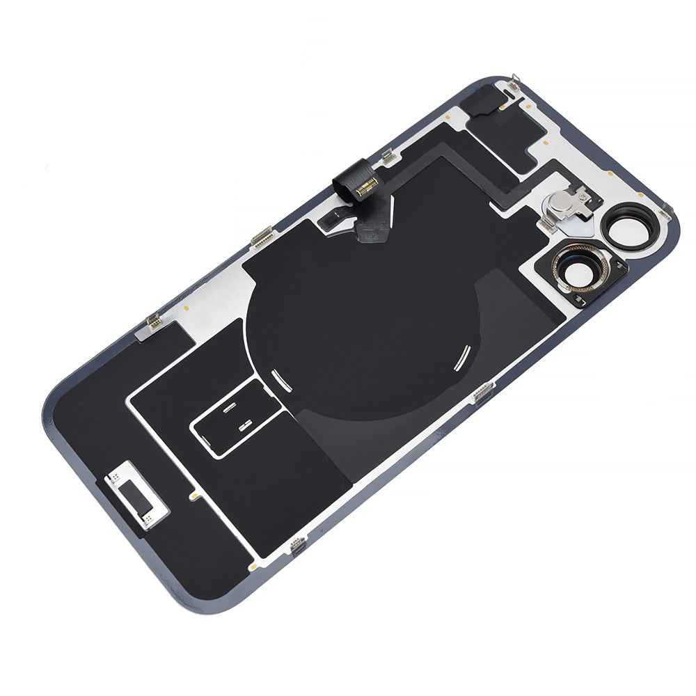 BQ7 Rear Cover Glass with Camera Lens Glass and Wireless NFC Charging with Flash Flex Cable for iPhone 16 Plus-White