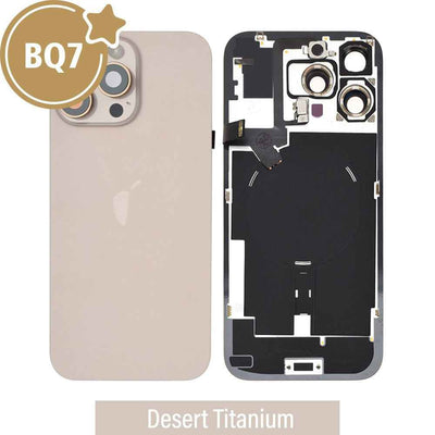 BQ7 Rear Cover Glass with Camera Lens Glass and Wireless NFC Charging with Flash Flex Cable for iPhone 16 Pro Max-Desert Titanium