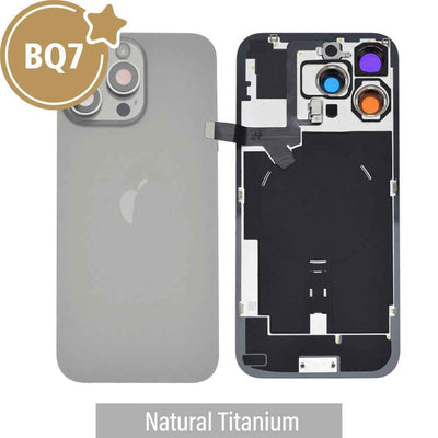 BQ7 Rear Cover Glass with Camera Lens Glass and Wireless NFC Charging with Flash Flex Cable for iPhone 16 Pro Max-Natural Titanium