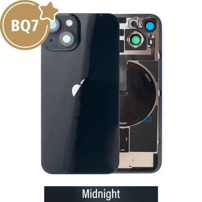 BQ7 Rear Cover Glass with Camera Lens Glass and Wireless NFC Charging with Flash Flex Cable for iPhone 14-Midnight
