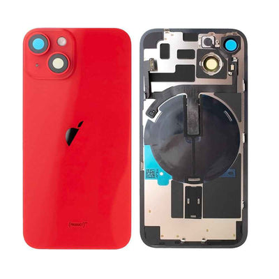 BQ7 Rear Cover Glass with Camera Lens Glass and Wireless NFC Charging with Flash Flex Cable for iPhone 14-Red