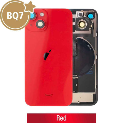 BQ7 Rear Cover Glass with Camera Lens Glass and Wireless NFC Charging with Flash Flex Cable for iPhone 14-Red
