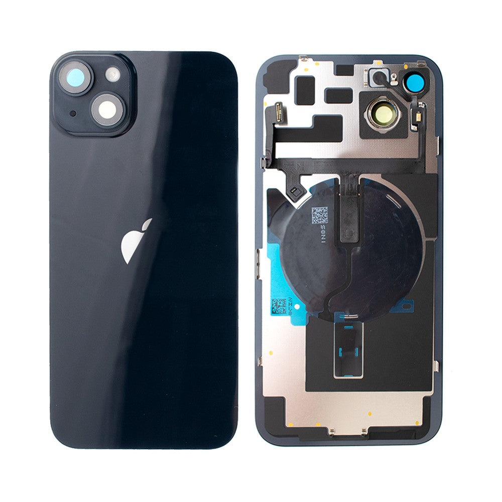 BQ7 Rear Cover Glass with Camera Lens Glass and Wireless NFC Charging with Flash Flex Cable for iPhone 14 Plus-Midnight