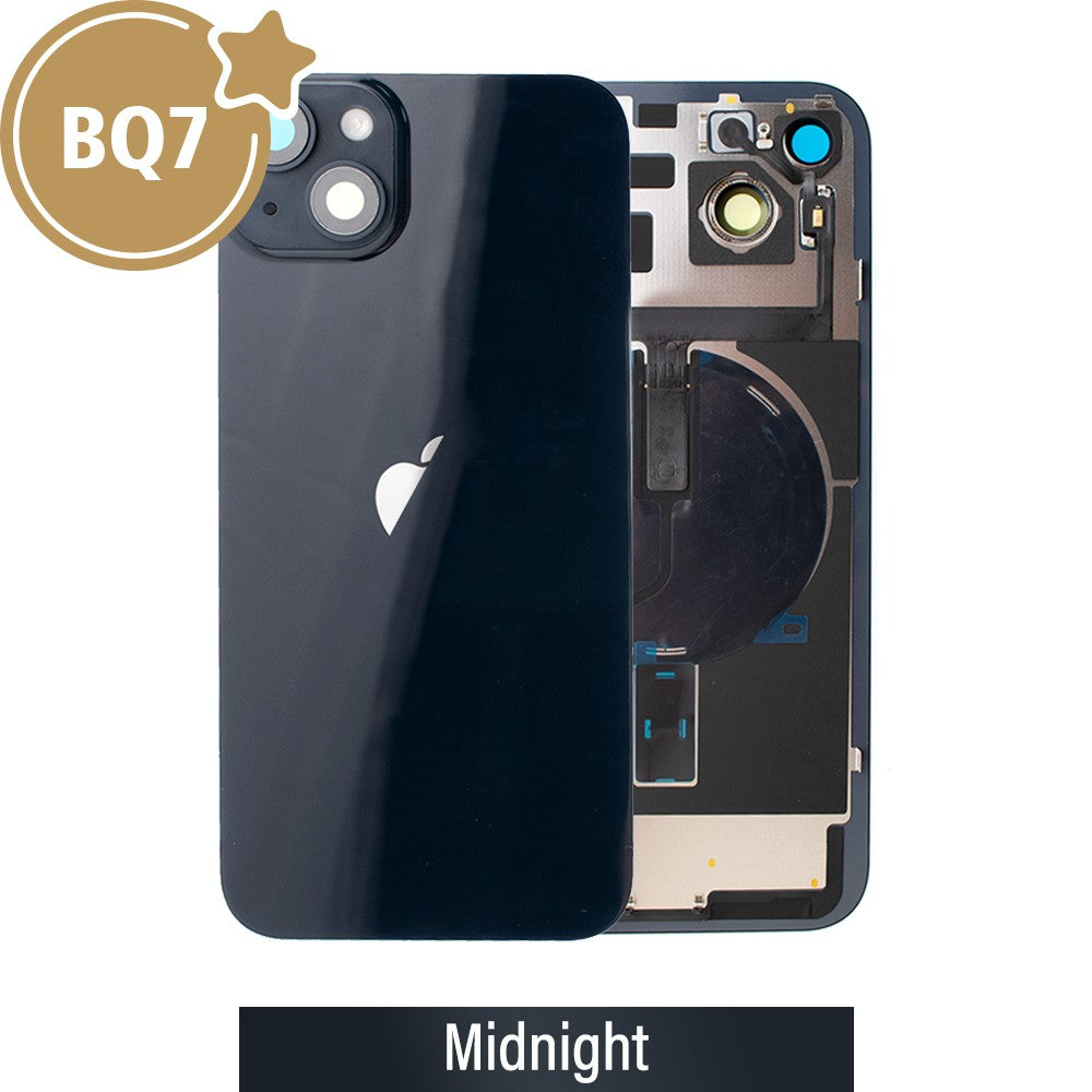 BQ7 Rear Cover Glass with Camera Lens Glass and Wireless NFC Charging with Flash Flex Cable for iPhone 14 Plus-Midnight