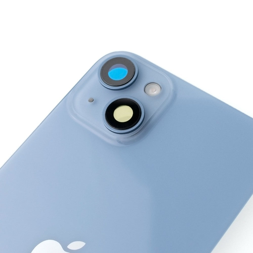 BQ7 Rear Cover Glass with Camera Lens Glass and Wireless NFC Charging with Flash Flex Cable for iPhone 14 Plus-Blue