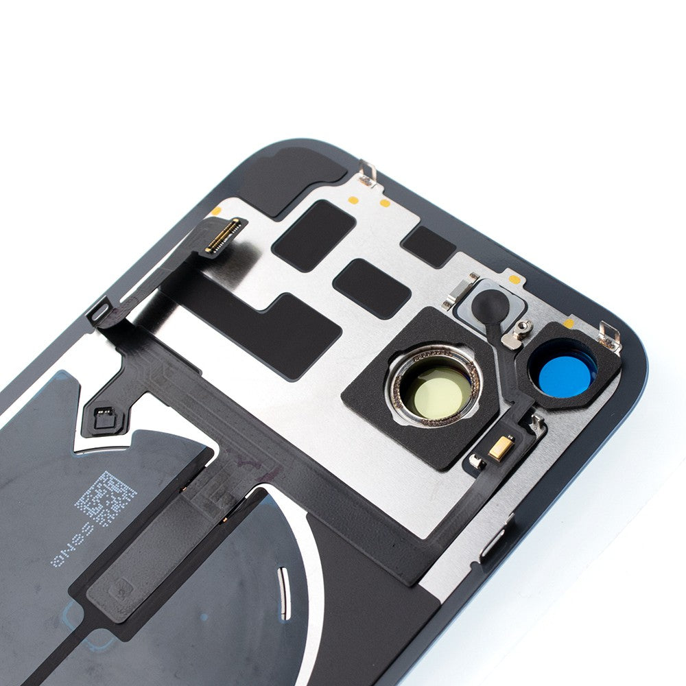 BQ7 Rear Cover Glass with Camera Lens Glass and Wireless NFC Charging with Flash Flex Cable for iPhone 14 Plus-Blue
