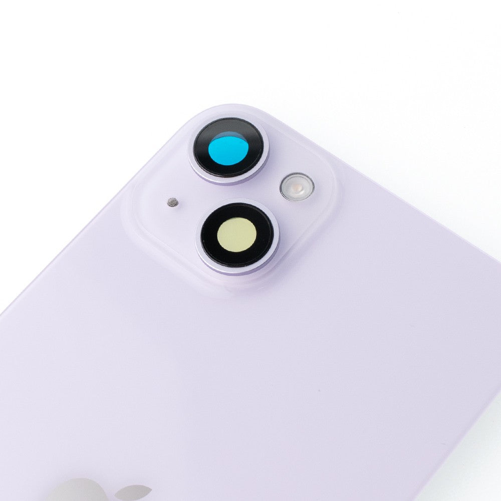 BQ7 Rear Cover Glass with Camera Lens Glass and Wireless NFC Charging with Flash Flex Cable for iPhone 14 Plus-Purple