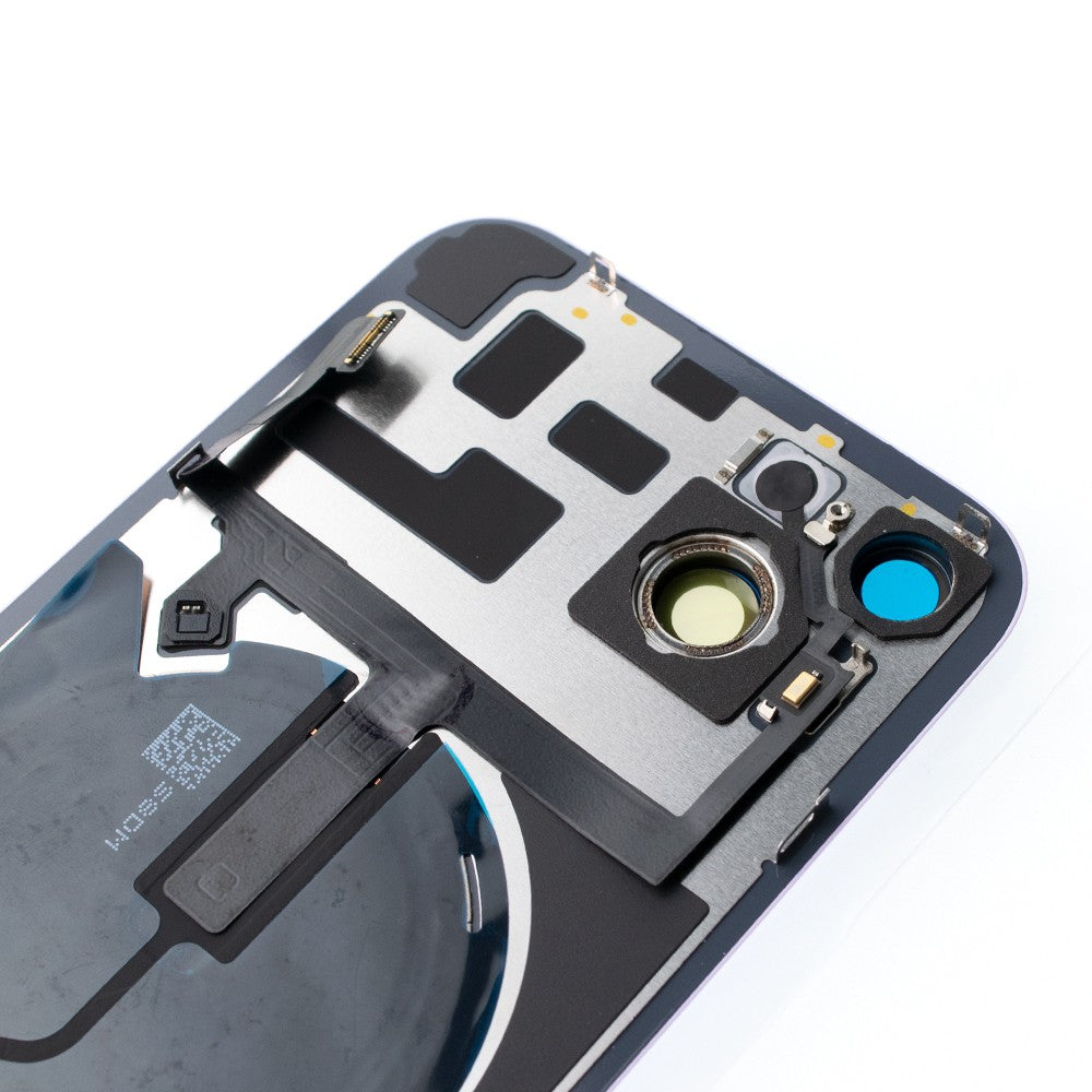BQ7 Rear Cover Glass with Camera Lens Glass and Wireless NFC Charging with Flash Flex Cable for iPhone 14 Plus-Purple