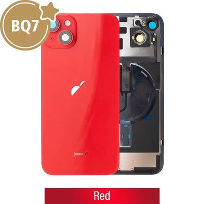 BQ7 Rear Cover Glass with Camera Lens Glass and Wireless NFC Charging with Flash Flex Cable for iPhone 14 Plus-Red