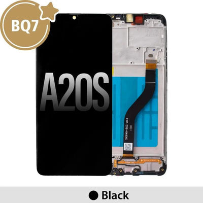 BQ7 Samsung Galaxy A20s A207F OLED Screen Replacement Digitizer with Frame - Black (As the same as service pack, but not from official Samsung) - MyMobile