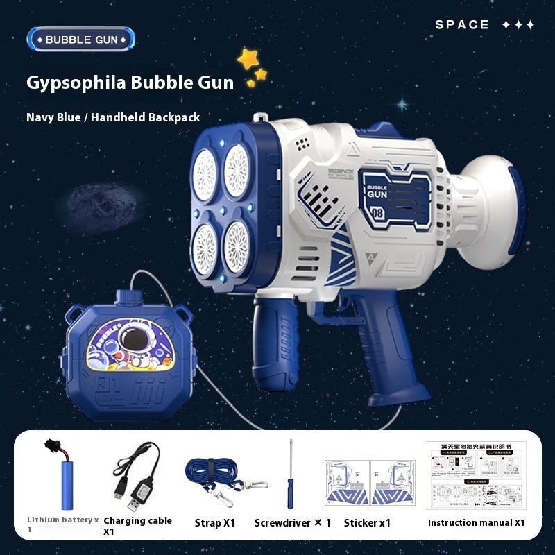 Bubble Gun Rocket Soap Bubble Machine Electric Space Launcher Continues To Produce Bubbles With LED Light - MyMobile