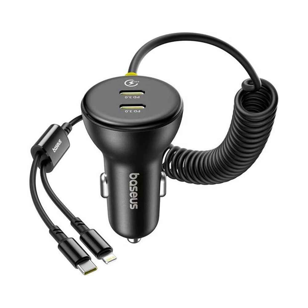 Baseus Circular Plastic Car Charger (C+C) + (C&L) Cable 60W