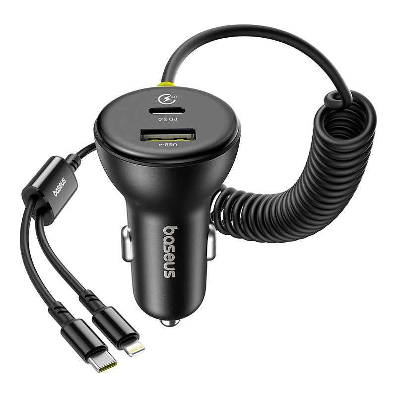 Baseus Circular Plastic Car Charger (U+C) + (C&L) Cable 60W