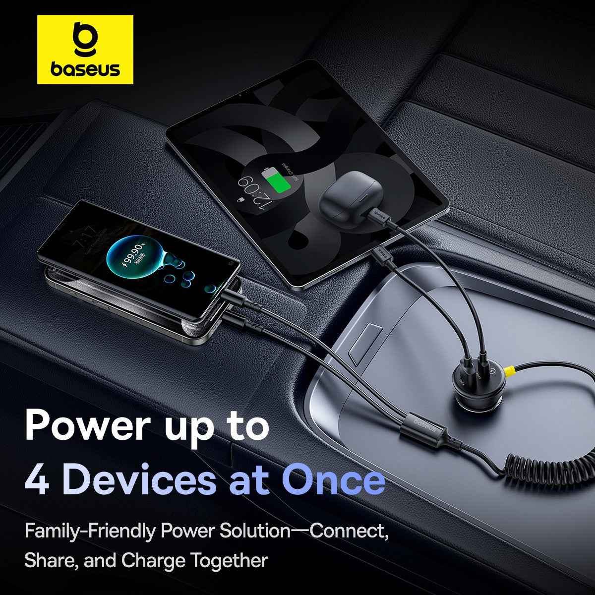 Baseus Circular Plastic Car Charger (U+C) + (C&L) Cable 60W