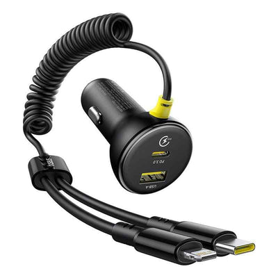Baseus Circular Plastic Car Charger (U+C) + (C&L) Cable 60W