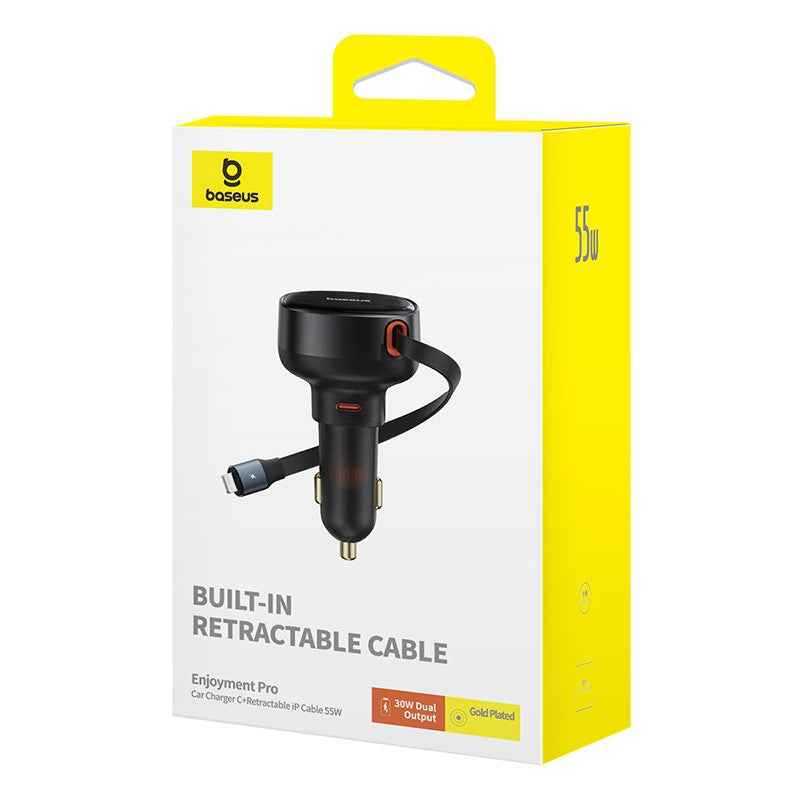 Baseus Enjoyment Pro Car Charger C+Retractable iP Cable 55W Cluster