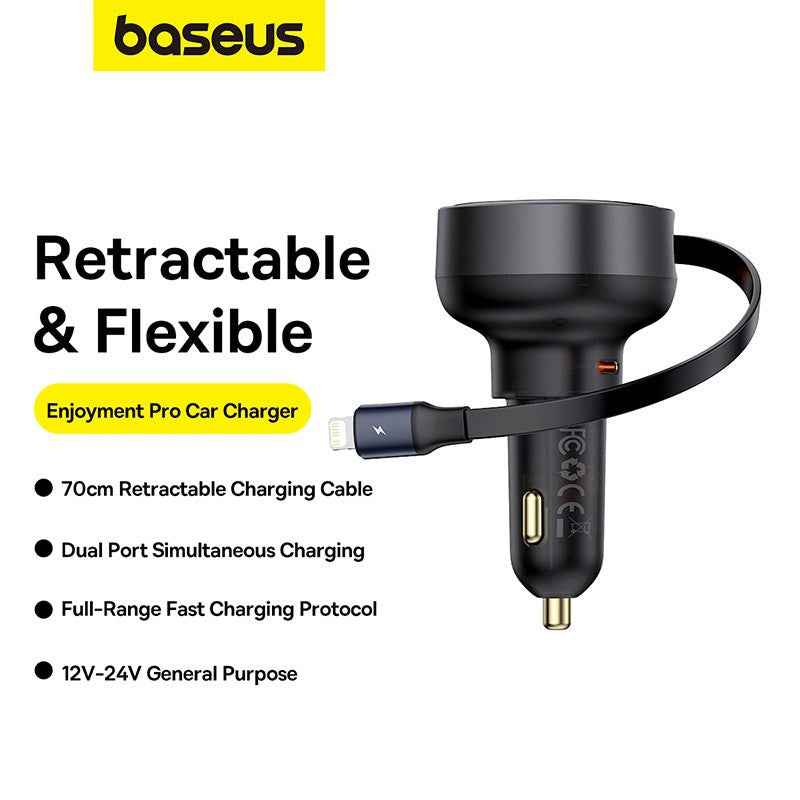 Baseus Enjoyment Pro Car Charger C+Retractable iP Cable 55W Cluster
