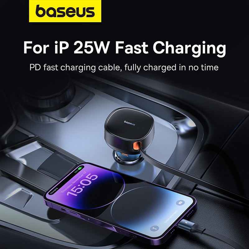 Baseus Enjoyment Pro Car Charger C+Retractable iP Cable 55W Cluster